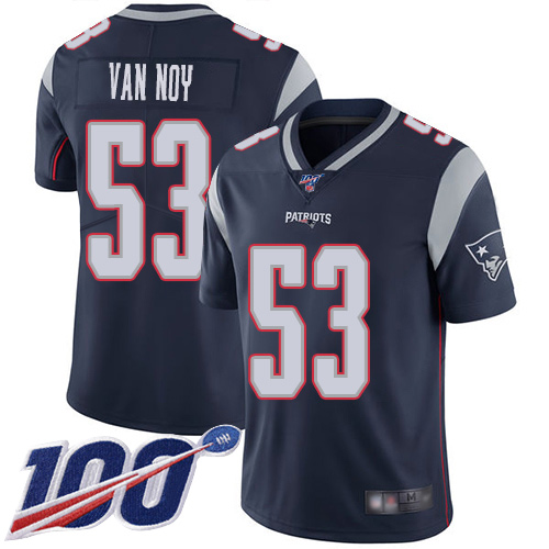 New England Patriots Football 53 100th Season Limited Navy Blue Men Kyle Van Noy Home NFL Jersey